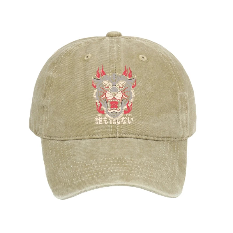 Modecanvas Retro Tiger Japanese Washed Cap-modecanvas