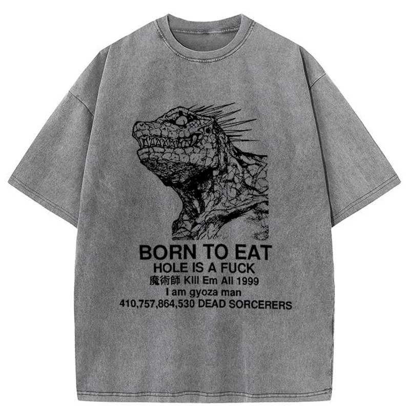 Modecanvas Born To Eat Washed T-Shirt-modecanvas