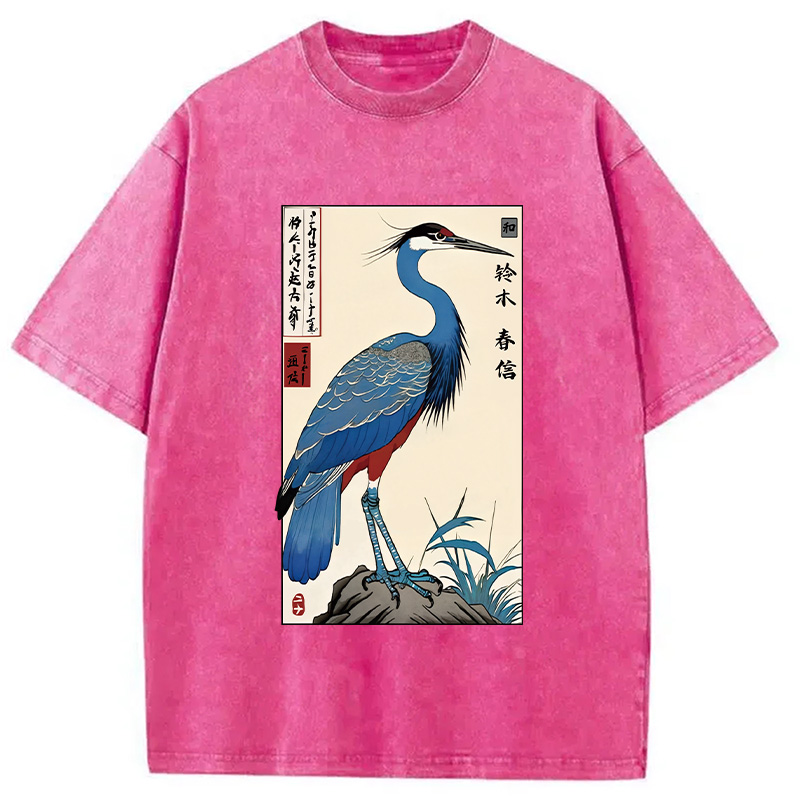 Modecanvas Colorful Crane Washed T-Shirt