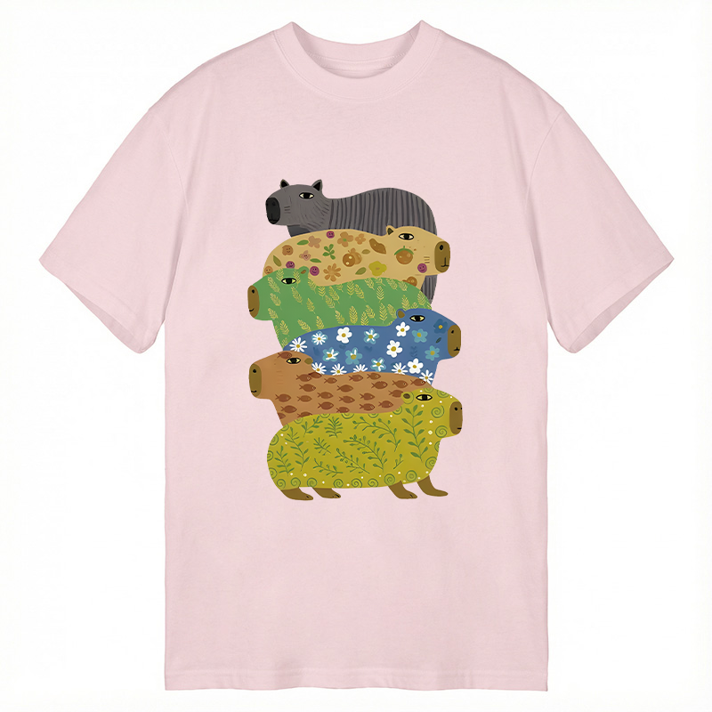 Modecanvas Colorful Capybaras DTG Printing Classic T-Shirt-modecanvas