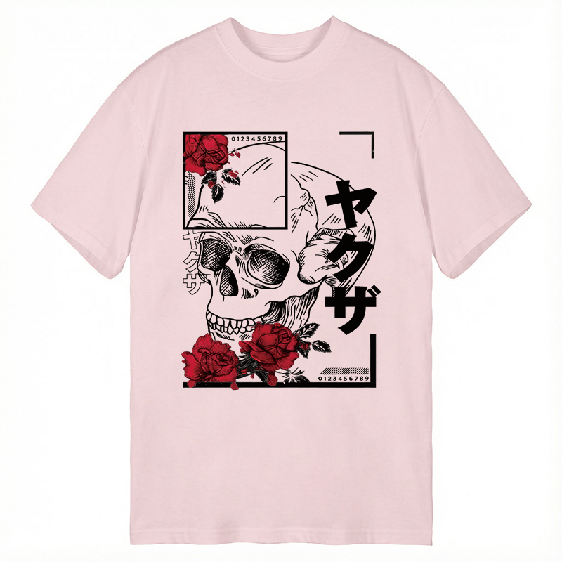Modecanvas Skull Red Roses DTG Printing Classic T-Shirt-modecanvas