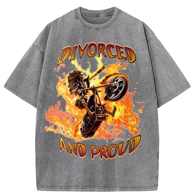 Modecanvas Divorced And Proud DTG Printing Washed T-Shirt