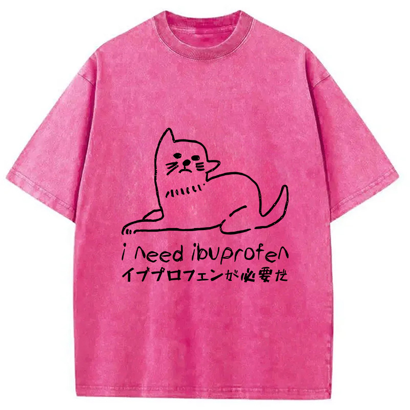 Modecanvas Cats Who Need Ibuprofen Washed T-Shirt