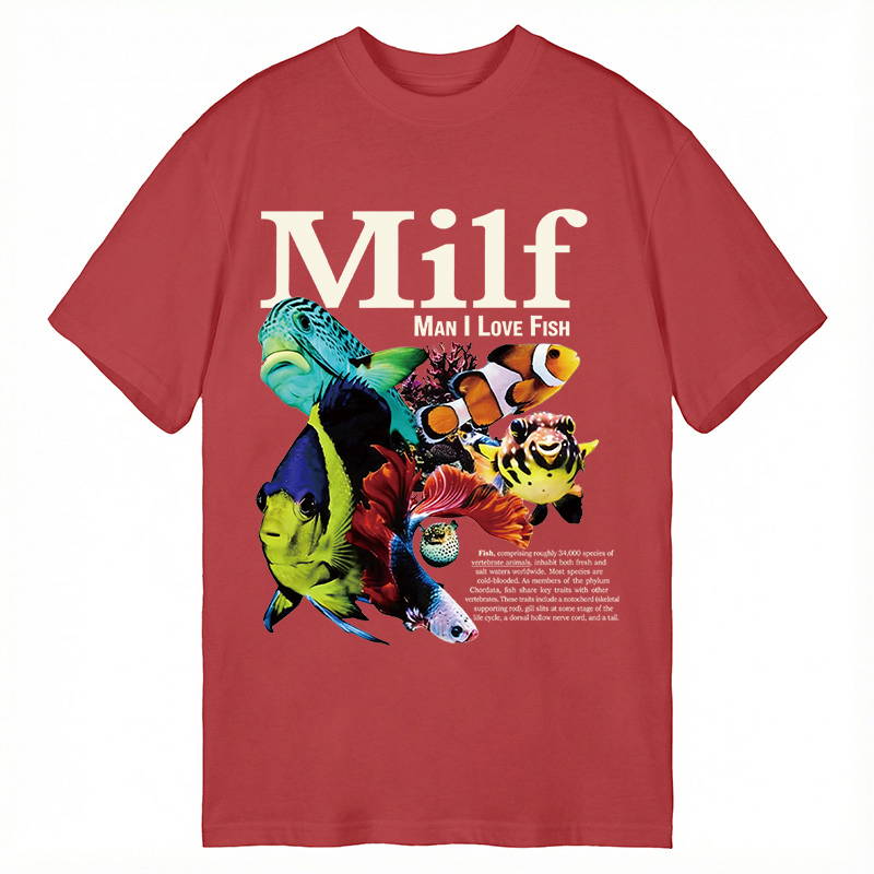 Modecanvas Man I Love Fish Vintage Meme DTG Printing Classic T-Shirt-modecanvas