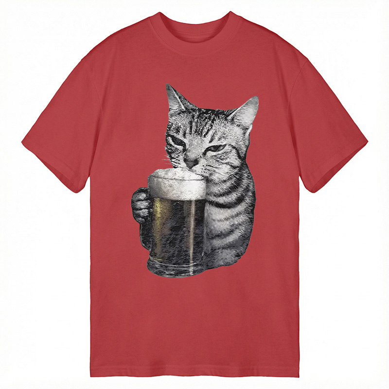 Modecanvas Cheers With The Cat DTG Printing Classic T-Shirt-modecanvas