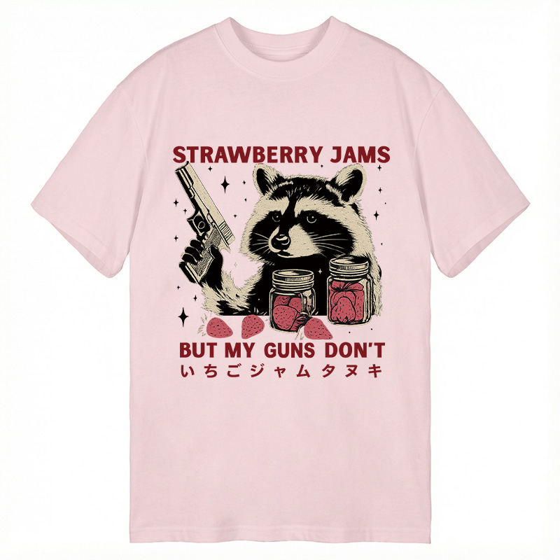 Modecanvas Strawberry Jams Funny Raccoon DTG Printing Classic T-Shirt-modecanvas