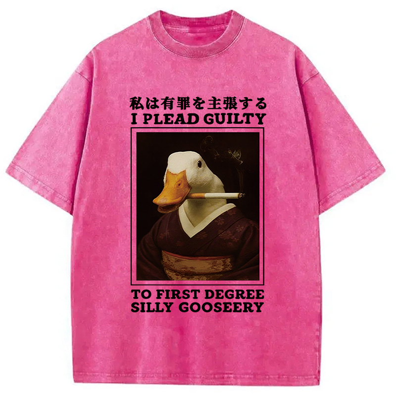 Modecanvas Silly Goose Smoking Funny Washed T-Shirt