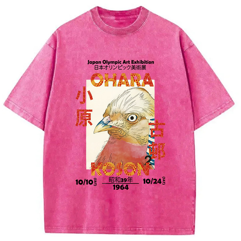 Modecanvas Japanese Bird Poster Washed T-Shirt