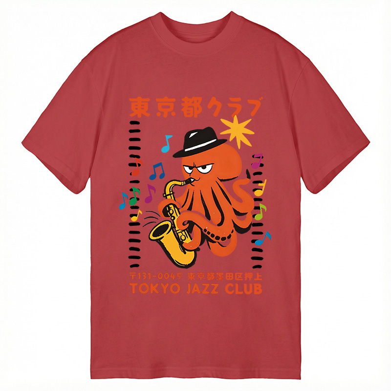 Modecanvas Japanese Octopus In Band DTG Printing Classic T-Shirt-modecanvas