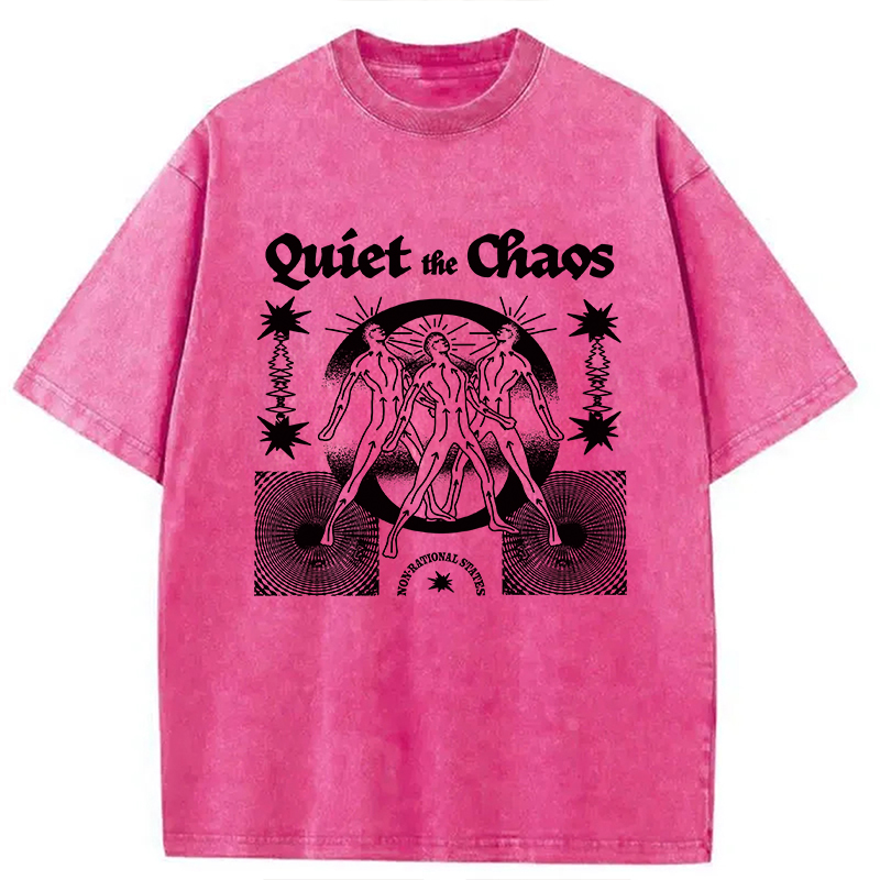 Modecanvas Quiet And Chaos DTG Printing Washed T-Shirt