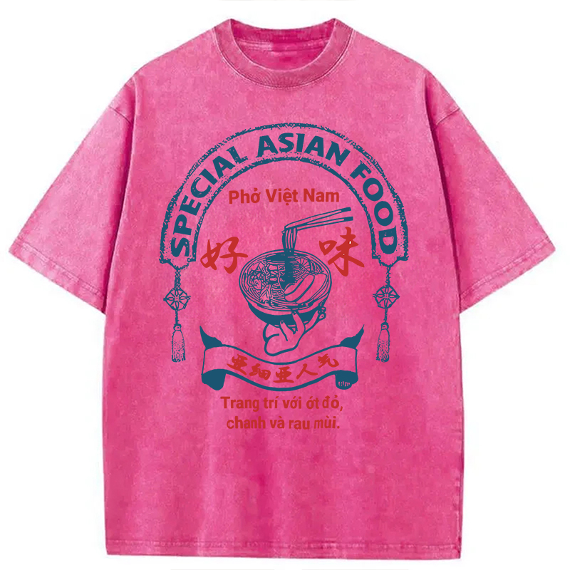 Modecanvas Special Asian Food DTG Printing Washed T-Shirt