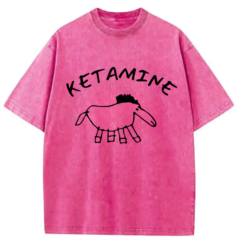 Modecanvas Ketamine Child Drawing DTG Printing Washed T-Shirt
