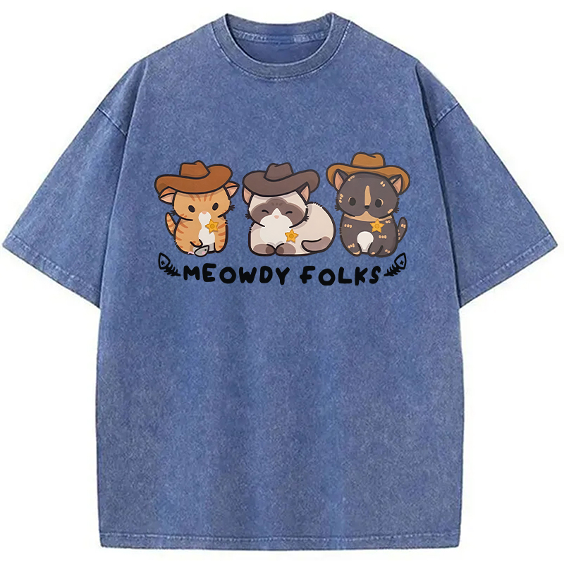Modecanvas Meowdy Folks DTG Printing Washed T-Shirt