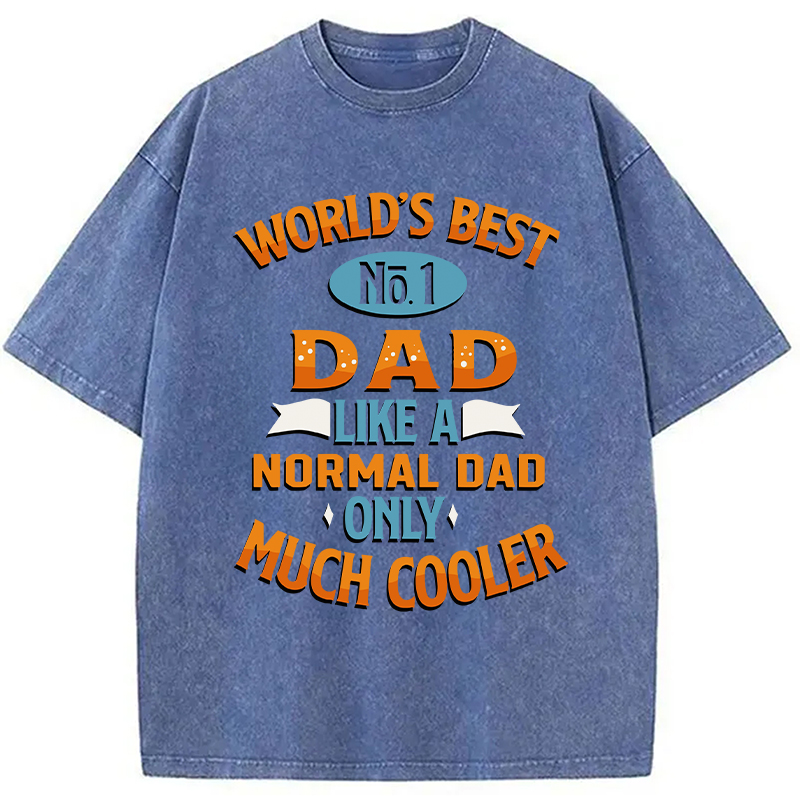 Modecanvas Worlds Best No 1 Dad DTG Printing Washed T-Shirt