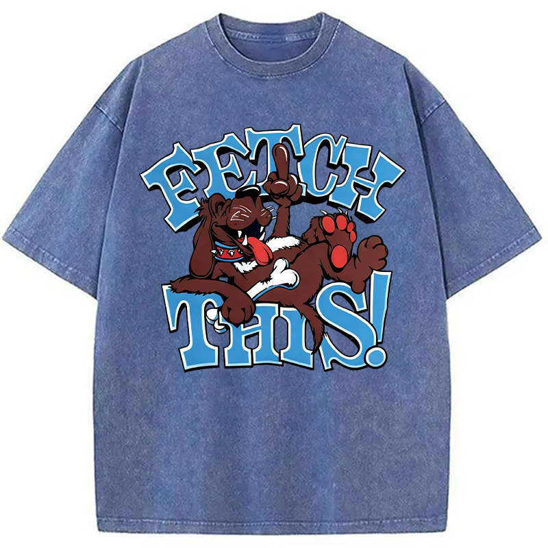 Modecanvas Vintage 90s Fetch Dog DTG Printing Washed T-Shirt