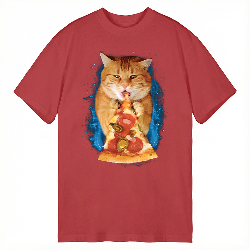 Modecanvas Pizza Cat DTG Printing Classic T-Shirt-modecanvas