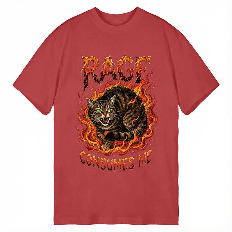 Modecanvas Rage Consumes Me Angry Cat Meme DTG Printing Classic T-Shirt-modecanvas
