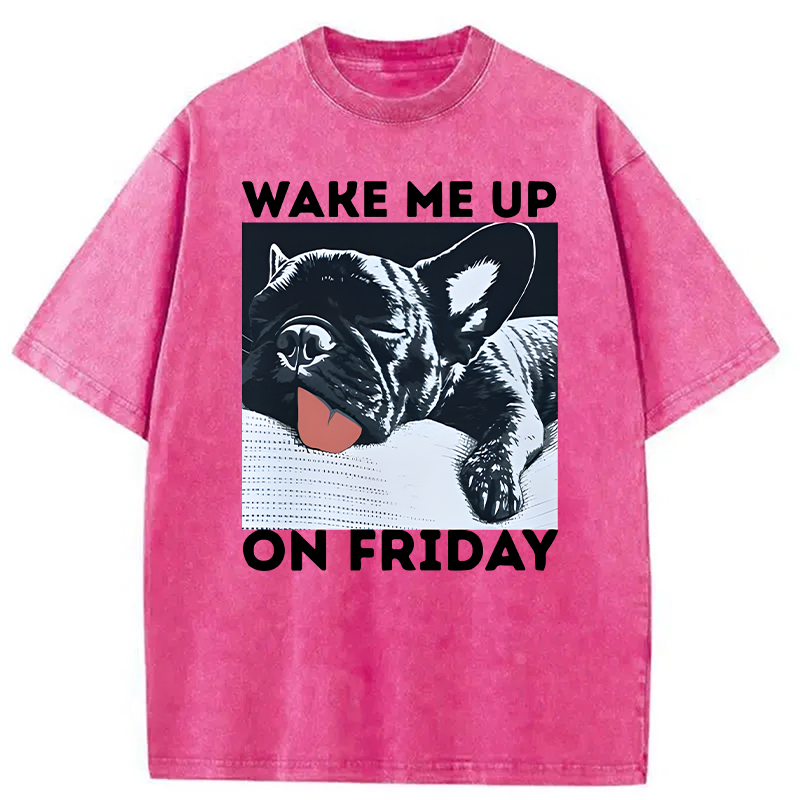Modecanvas Wake Me Up On Friday DTG Printing Washed T-Shirt