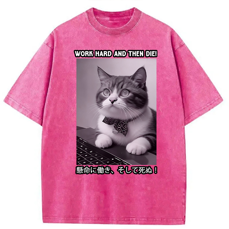 Modecanvas Work Hard And Then Die DTG Printing Washed T-Shirt