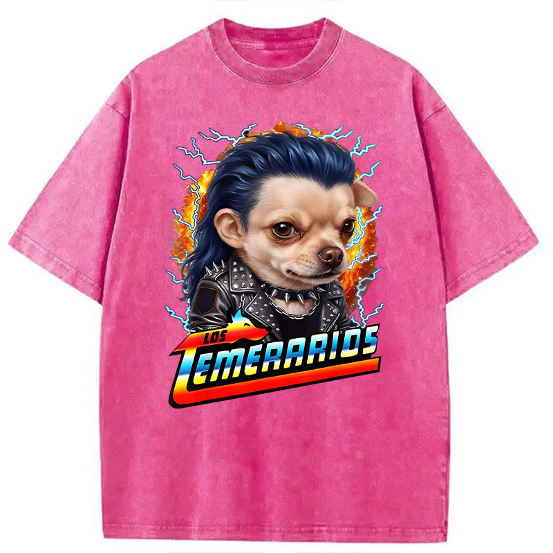 Modecanvas Los Temerarios Funny Dog Meme DTG Printing Washed T-Shirt