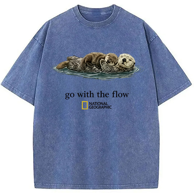 Modecanvas Go With The Flow Otter DTG Printing Washed T-Shirt