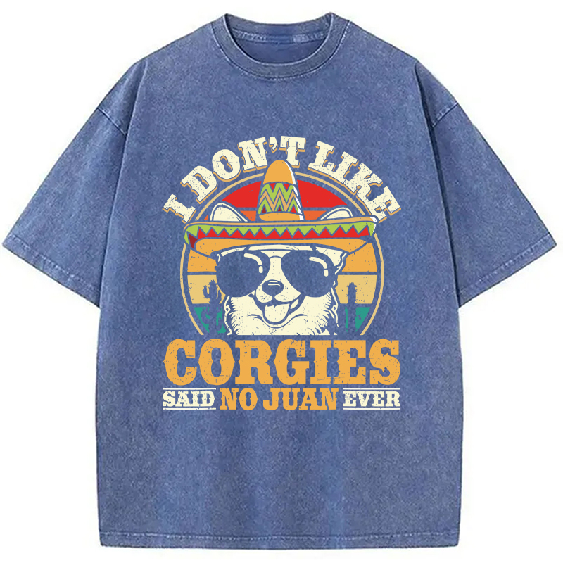Modecanvas Mexican Corgi Dog DTG Printing Washed T-Shirt