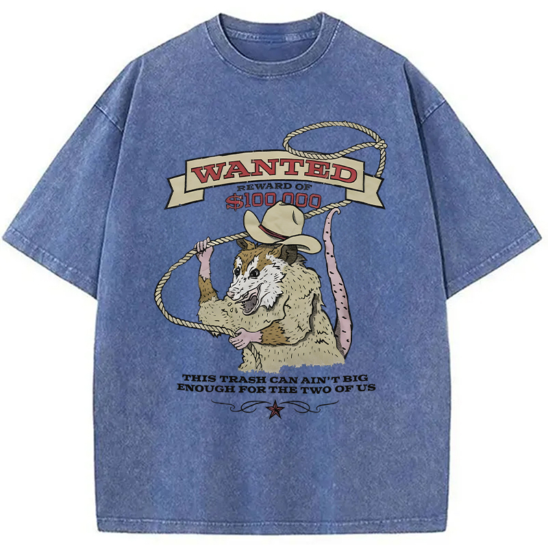 Modecanvas Wanted Cowboy Opossum DTG Printing Washed T-Shirt