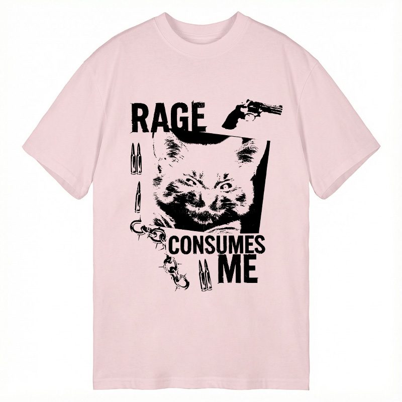 Modecanvas Rage Consumes Me Funny Cat Meme DTG Printing Classic T-Shirt-modecanvas