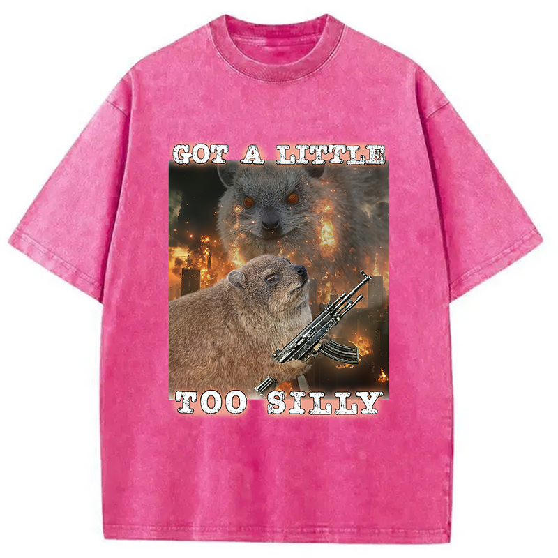 Modecanvas Got A Little Too Silly Rock Hyrax Washed T-Shirt