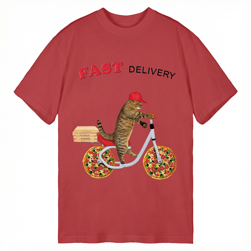 Modecanvas Cat Delivery Food DTG Printing Classic T-Shirt-modecanvas