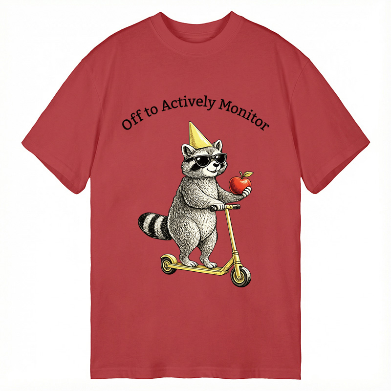Modecanvas Off To Actively Monitor Funny Raccoon DTG Printing Classic T-Shirt-modecanvas
