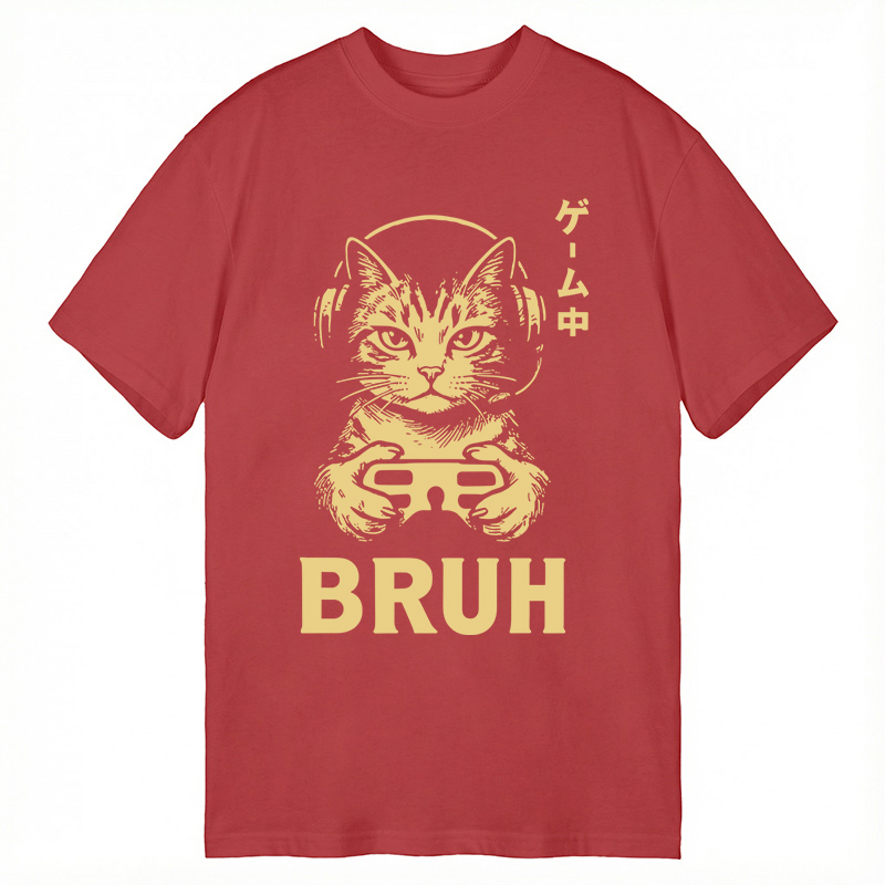 Modecanvas Bruh Gamer Cat DTG Printing Classic T-Shirt-modecanvas
