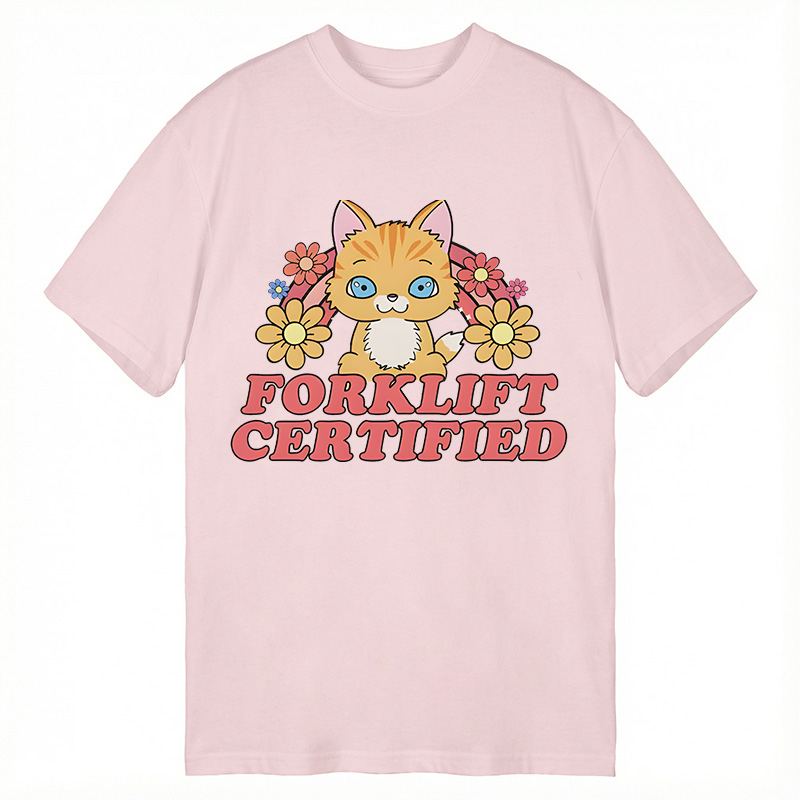 Modecanvas Forklift Certified Cat Meme DTG Printing Classic T-Shirt-modecanvas