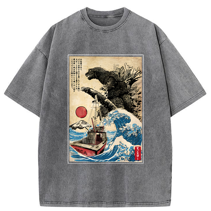 Modecanvas Orca in Japan Wave Washed T-Shirt