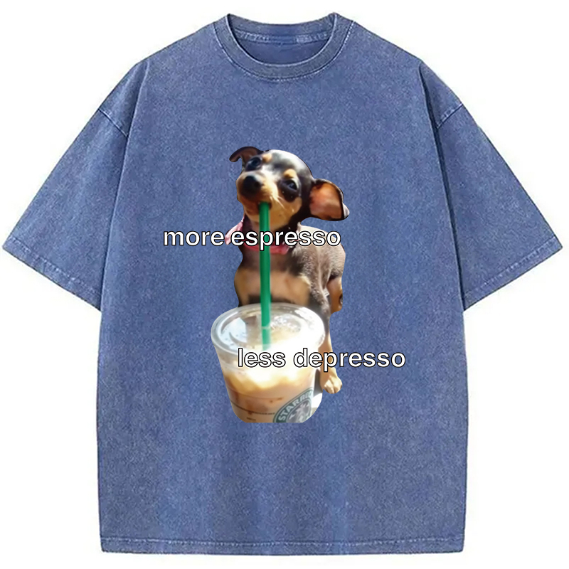 Modecanvas More Espresso Less Depresso Meme Washed T-Shirt