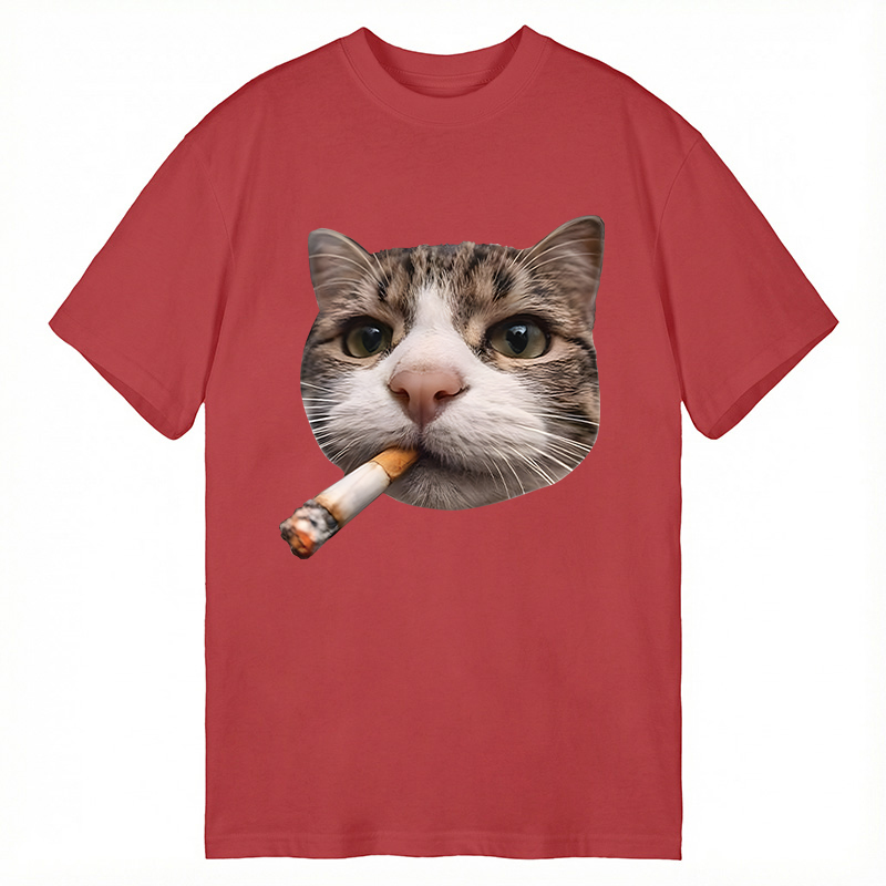 Modecanvas Smoking Cat Meme DTG Printing Classic T-Shirt-modecanvas