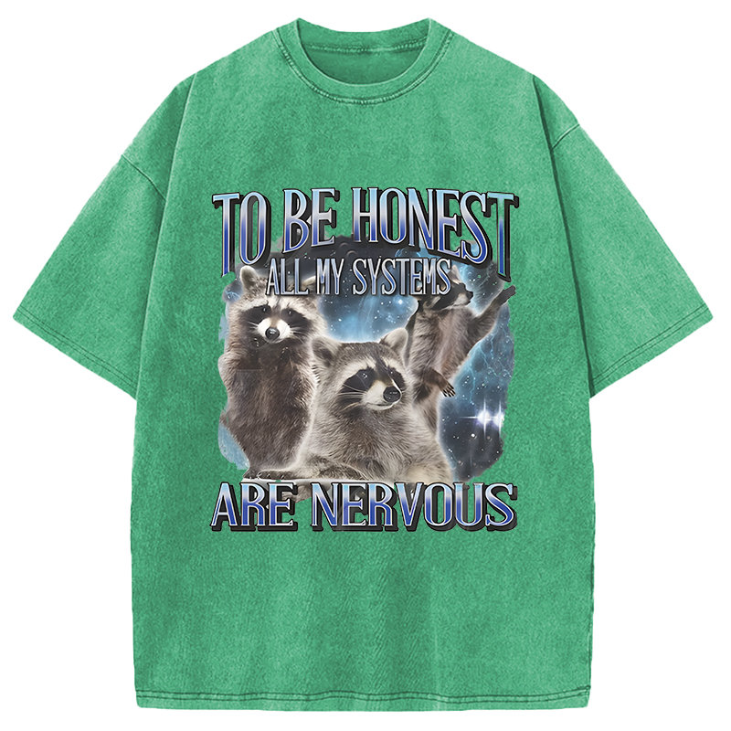 Modecanvas To Be Honest All My Systems Are Nervous DTG Printing Washed T-Shirt