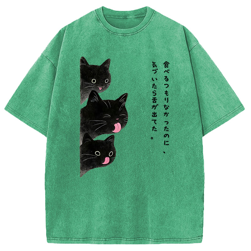 Modecanvas Cats Who Forgot They Stuck Tongues Out DTG Printing Washed T-Shirt