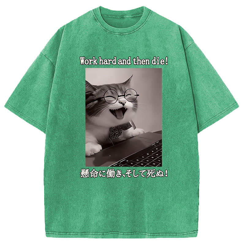 Modecanvas Work Hard And Then Die DTG Printing Washed T-Shirt
