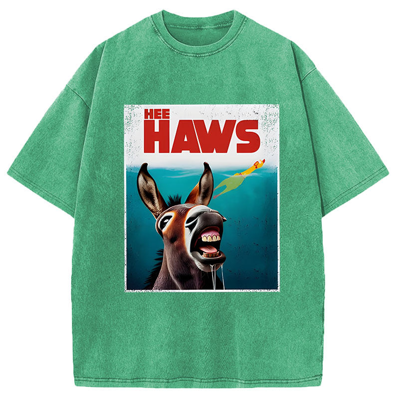 Modecanvas Funny Donkey And Rubber Chicken DTG Printing Washed T-Shirt