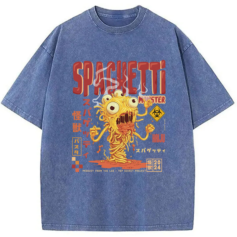 Modecanvas Monster Spaghetti Japanese Retro Tokyo Washed T-Shirt