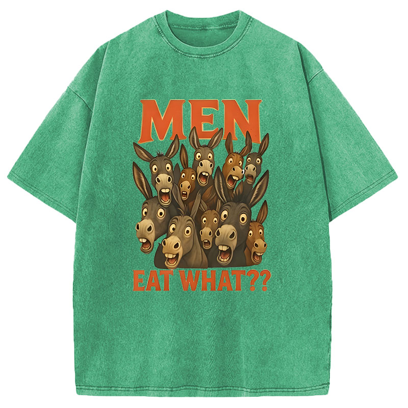 Modecanvas Men Eat What? Donkey DTG Printing Washed T-Shirt