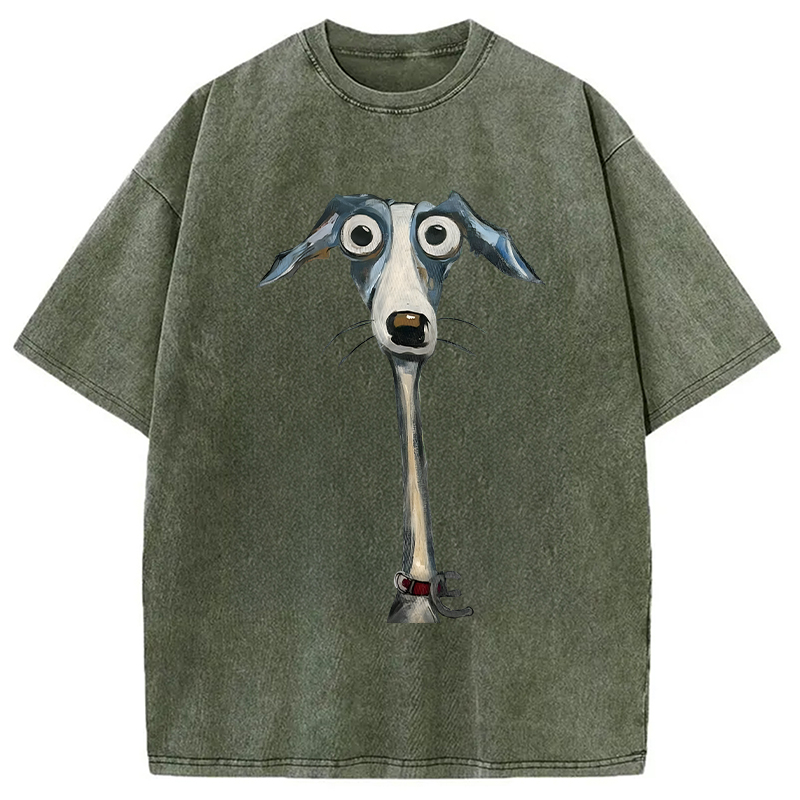 Modecanvas Funny Dog Art DTG Printing Washed T-Shirt