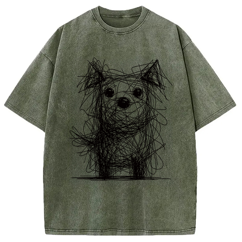 Modecanvas Scruffy Dog Chaos Art DTG Printing Washed T-Shirt