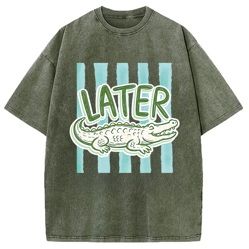 Modecanvas After While Crocodile DTG Printing Washed T-Shirt