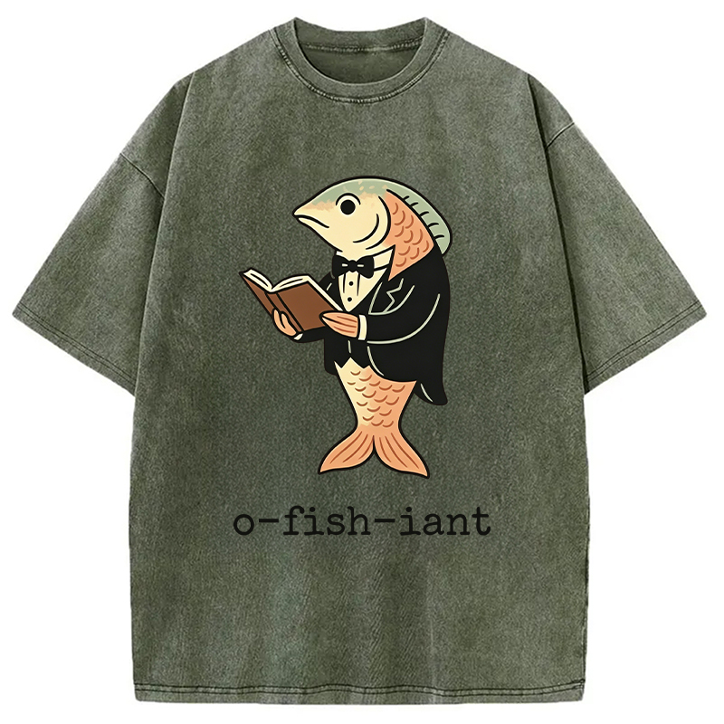 Modecanvas Fisherman O-fish-iant DTG Printing Washed T-Shirt