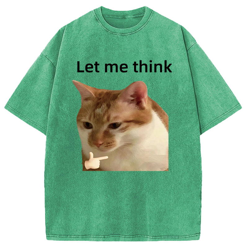 Modecanvas Let Me Think Cat Meme DTG Printing Washed T-Shirt