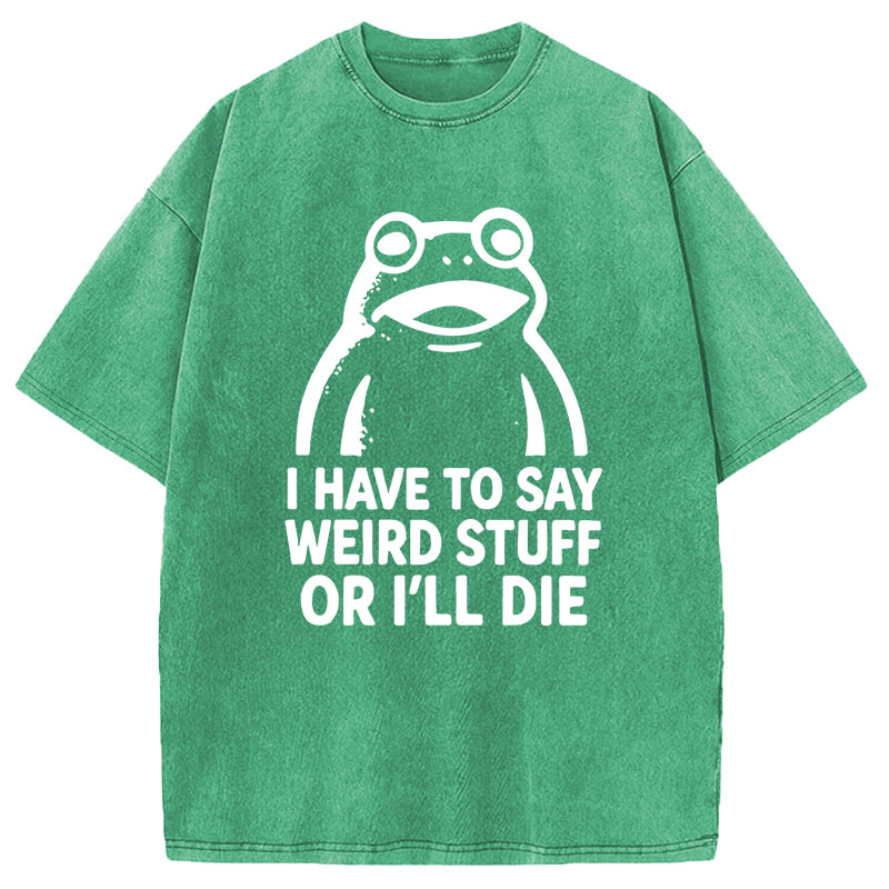 Modecanvas Weird Frog Funny Meme DTG Printing Washed T-Shirt