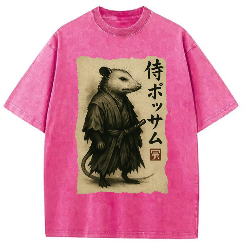 Modecanvas Samurai Opossum Washed T-Shirt