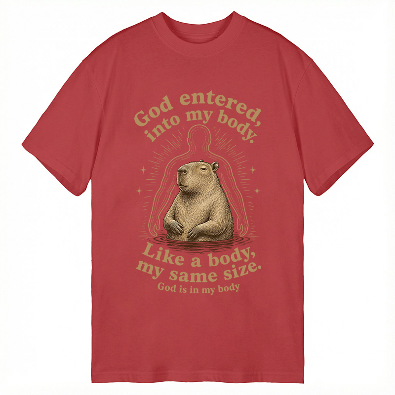 Modecanvas God Is In My Body Capybara DTG Printing Classic T-Shirt-modecanvas